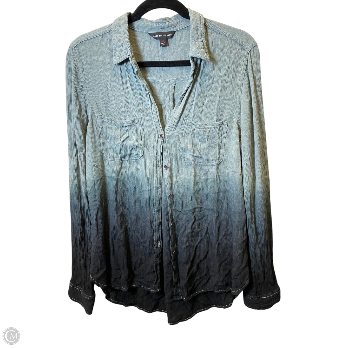 Blouse Long Sleeve By Rock And Republic In Ombre Print, Size: M