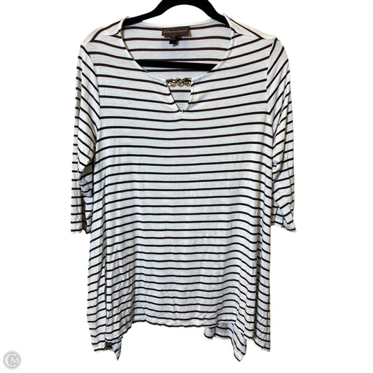 Top 3/4 Sleeve By Dana Buchman In Striped Pattern, Size: L
