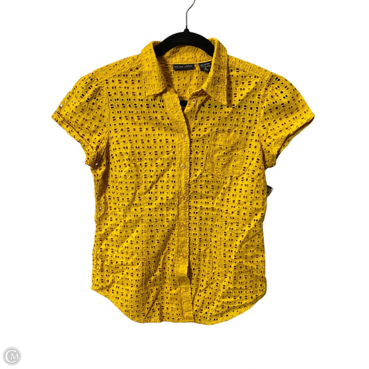 Blouse Short Sleeve By New York And Co In Yellow, Size: S