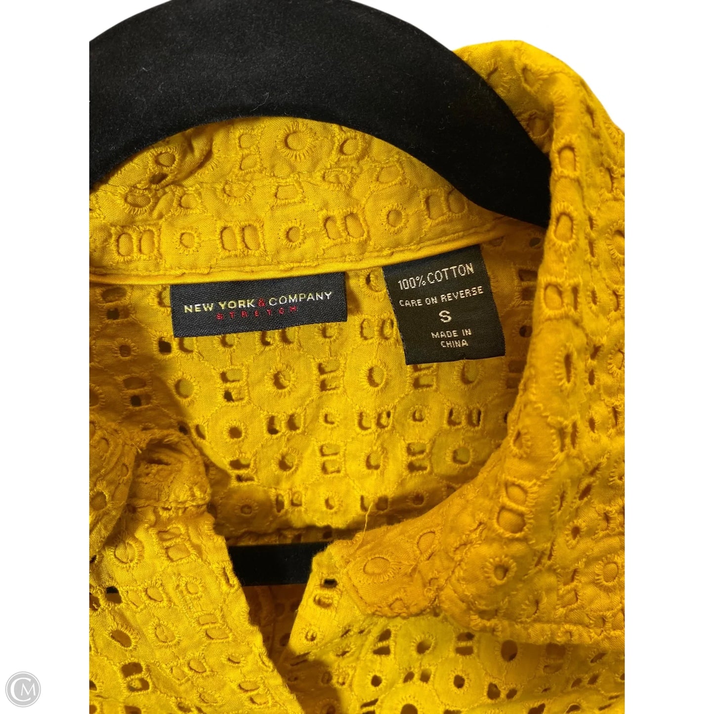 Blouse Short Sleeve By New York And Co In Yellow, Size: S