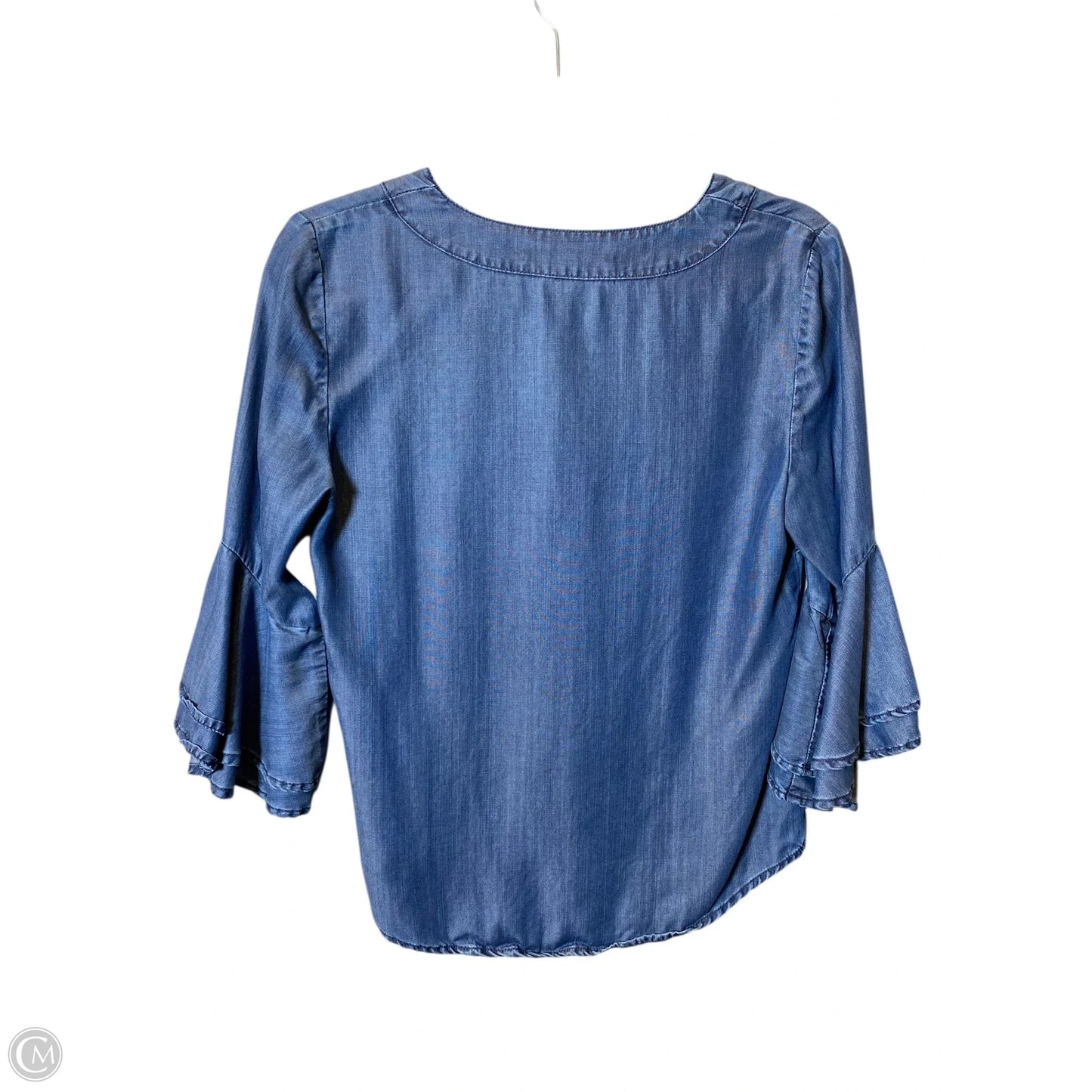 Top 3/4 Sleeve By White House Black Market In Blue Denim, Size: 4
