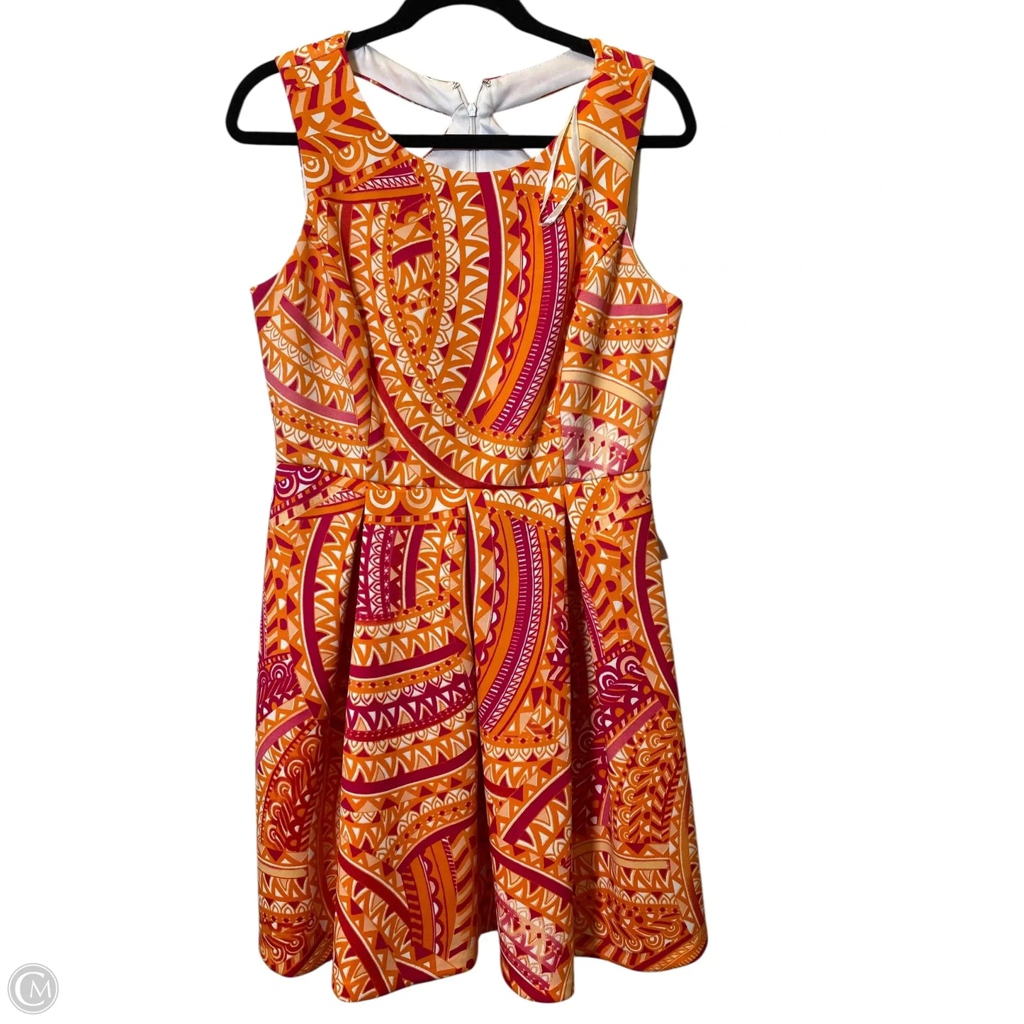 Dress Casual Midi By Sandra Darren In Orange & Pink, Size: 8