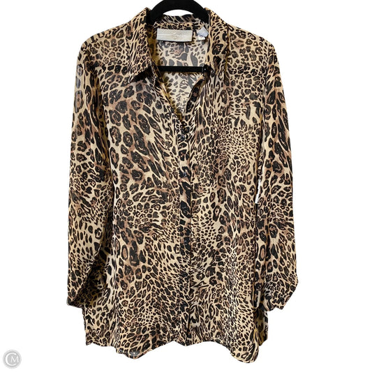 Blouse Long Sleeve By Chicos In Animal Print, Size: L
