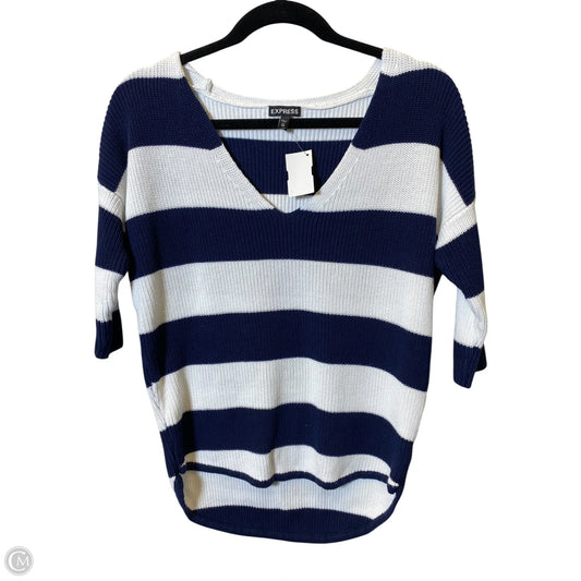 Sweater Short Sleeve By Express In Blue & White, Size: Xs