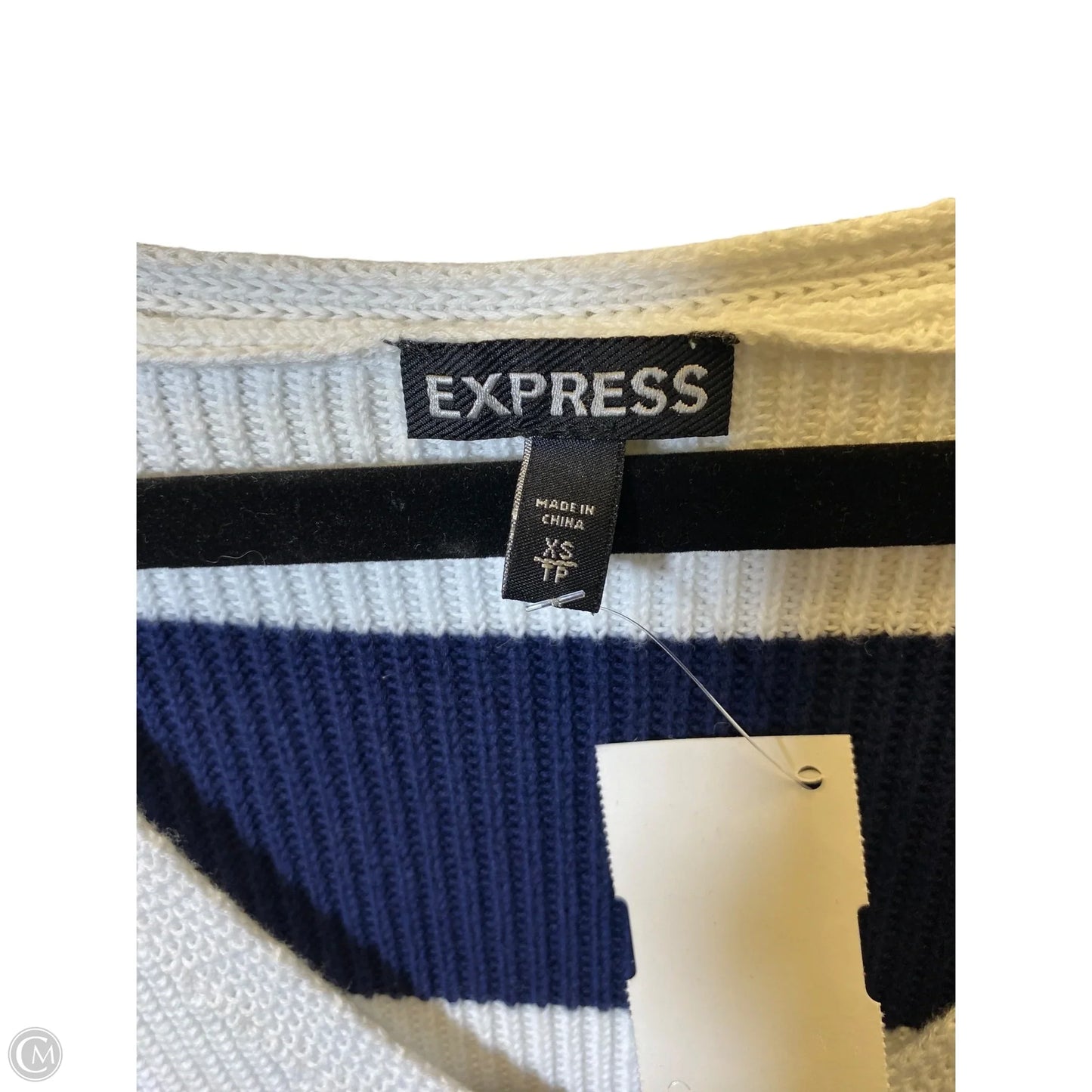 Sweater Short Sleeve By Express In Blue & White, Size: Xs