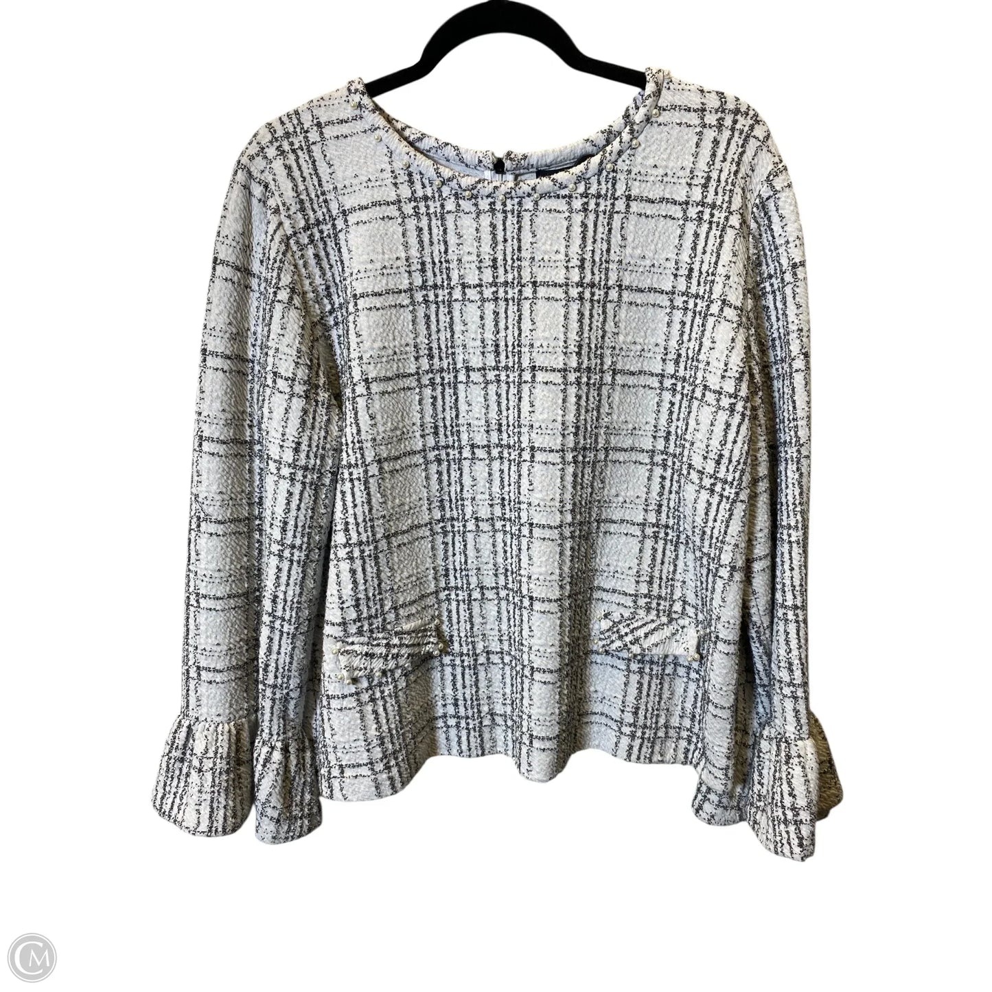 Top Long Sleeve Designer By Karl Lagerfeld In Black & White, Size: Xl