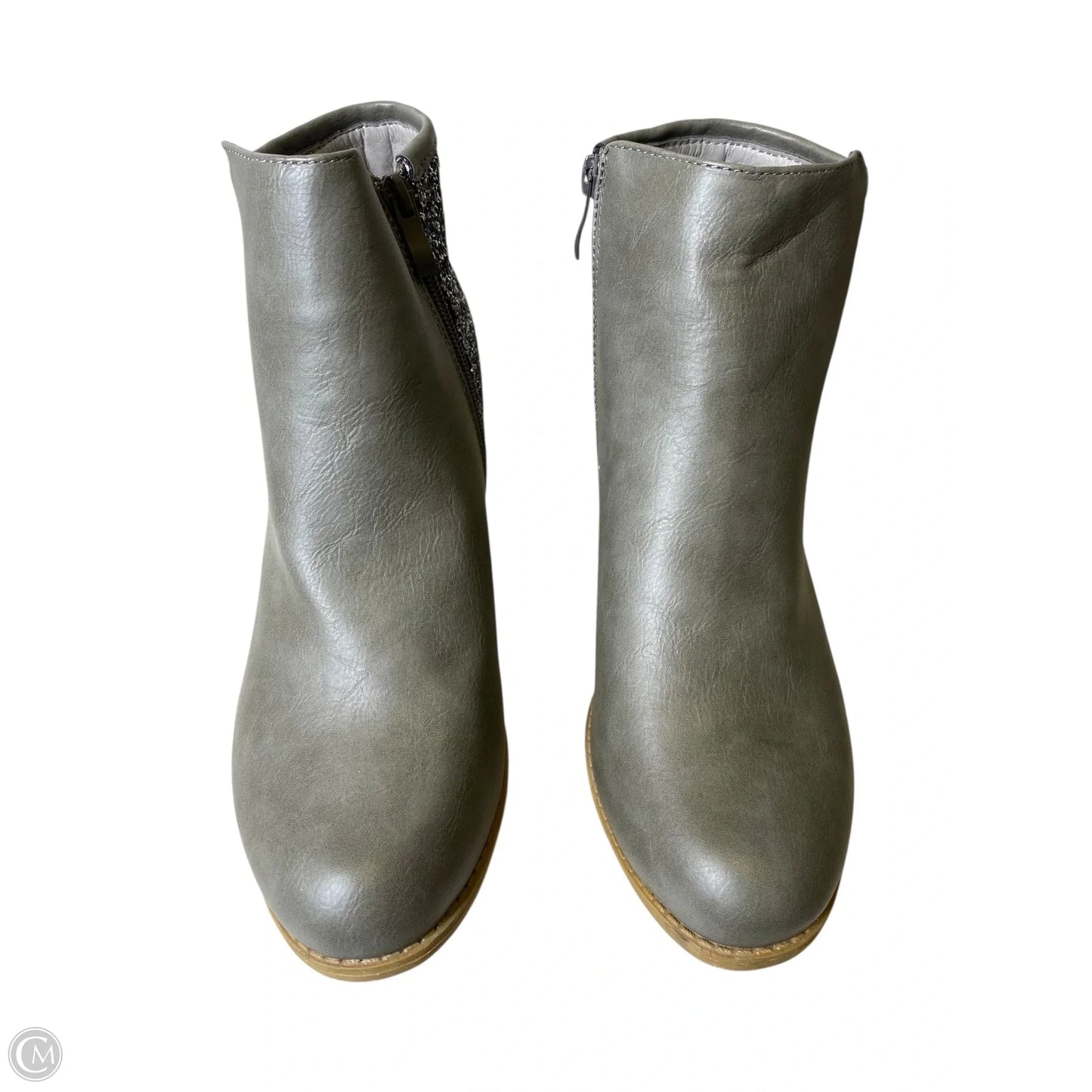 Boots Ankle Heels By Clothes Mentor In Grey & Silver, Size: 10