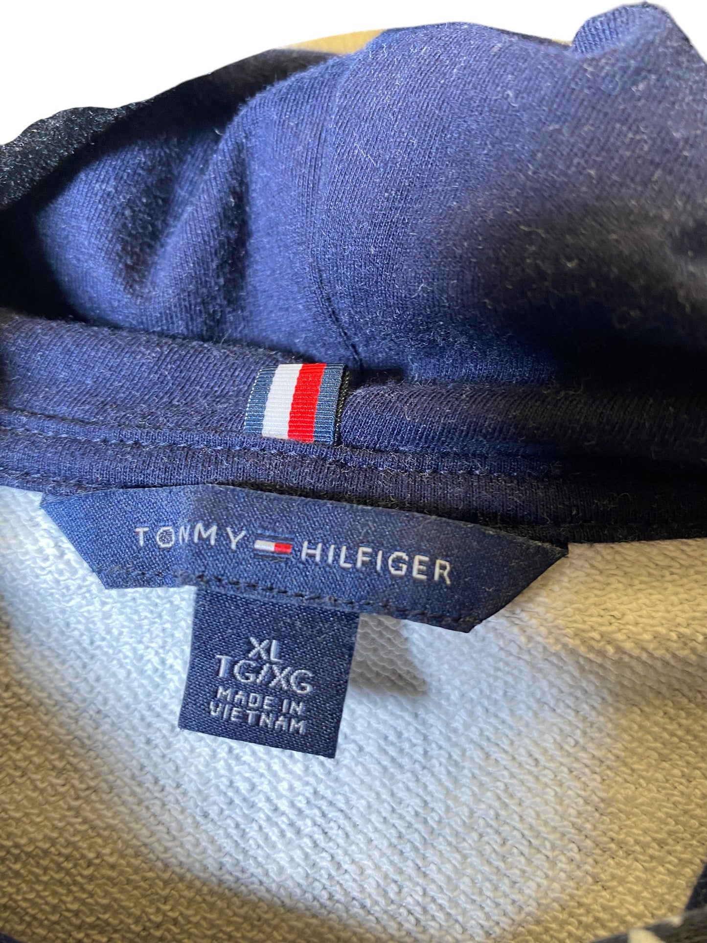 Sweatshirt Hoodie By Tommy Hilfiger In Black & White, Size: Xl