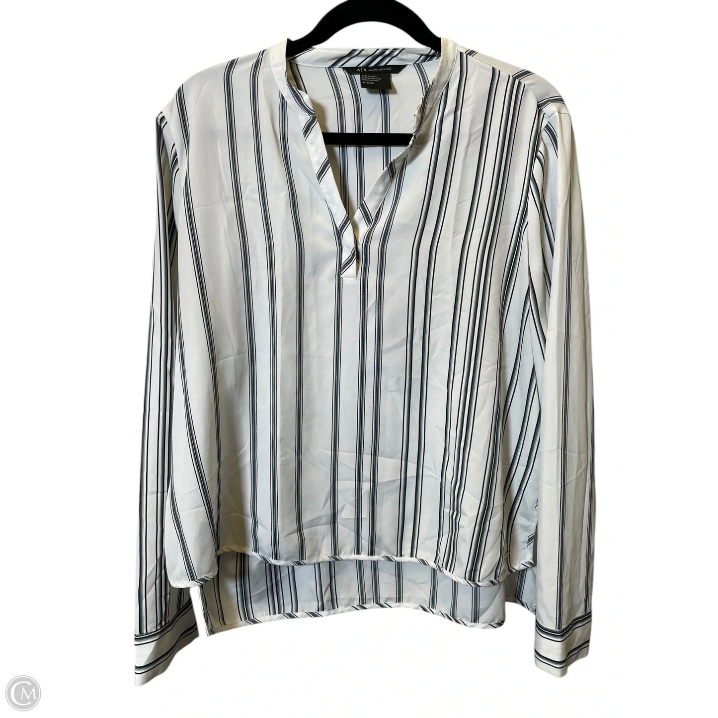 Top Long Sleeve Designer By Armani Exchange In Striped Pattern, Size: Xl