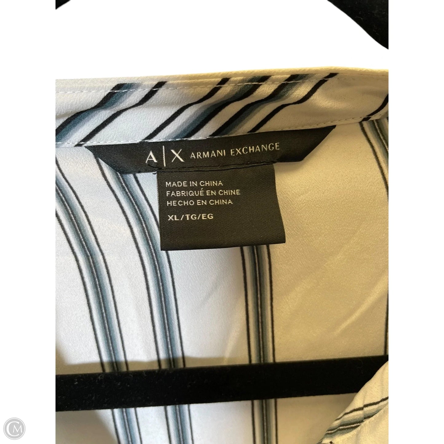 Top Long Sleeve Designer By Armani Exchange In Striped Pattern, Size: Xl