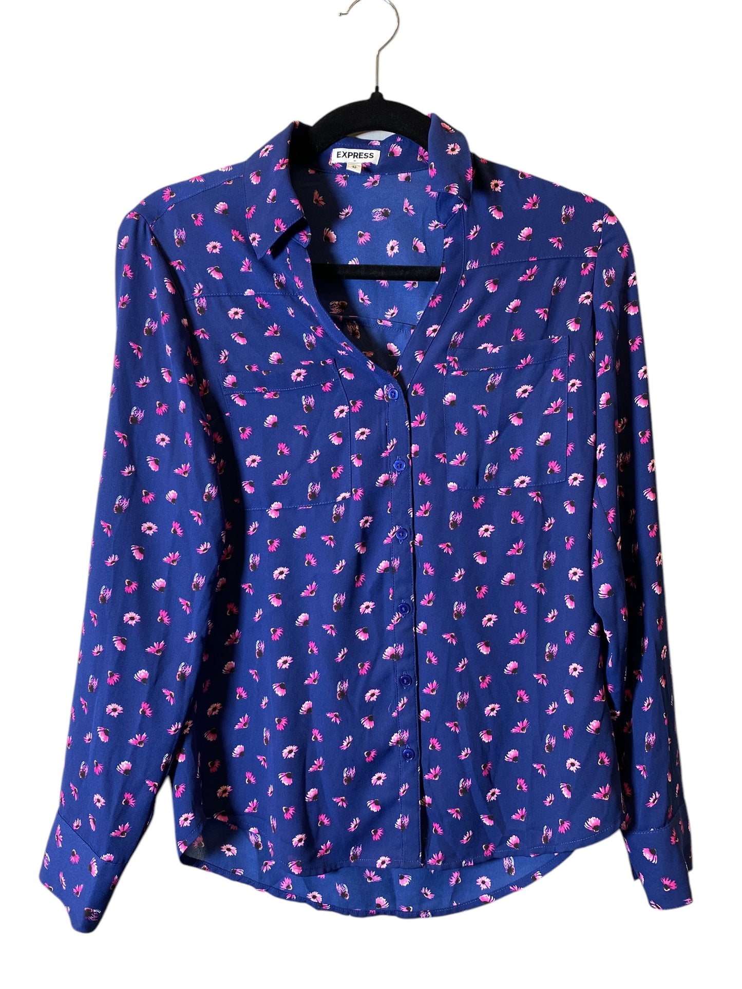 Blouse Long Sleeve By Express In Floral Print, Size: Xs