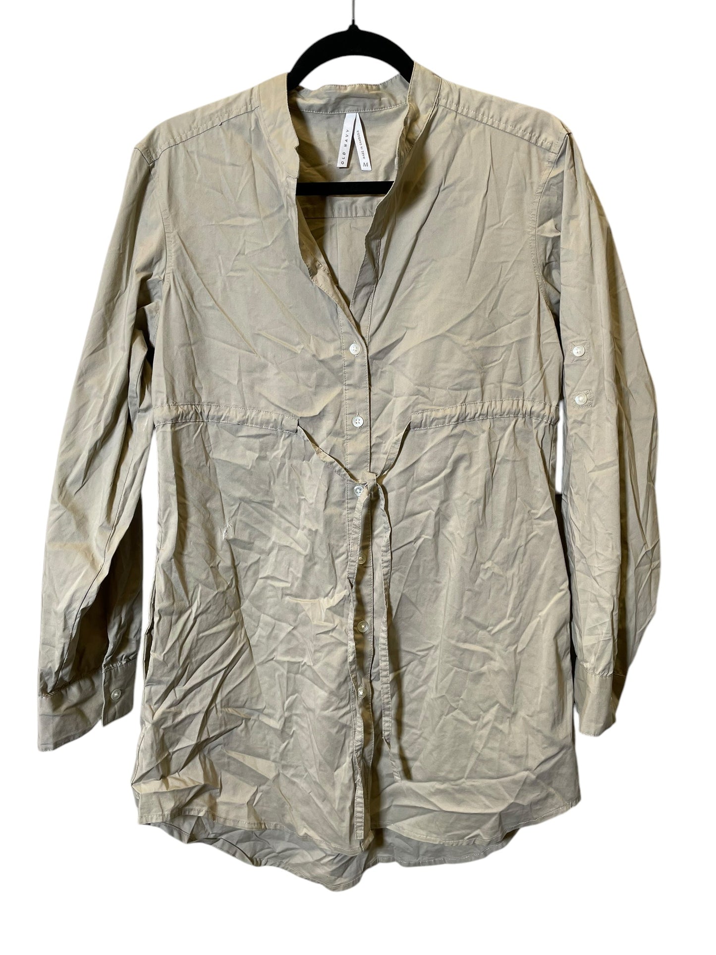 Blouse Long Sleeve By Old Navy In Tan, Size: M