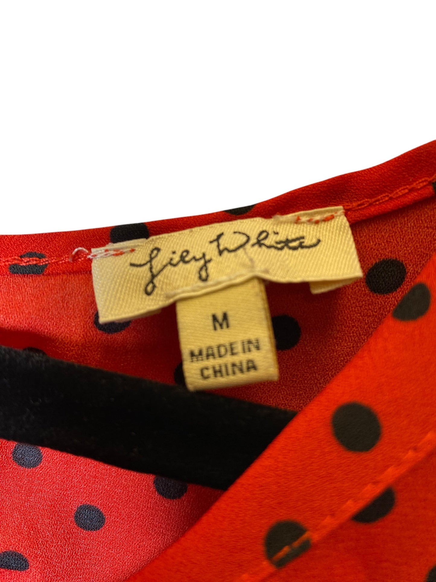 Top 3/4 Sleeve By Lily White In Polkadot Pattern, Size: M