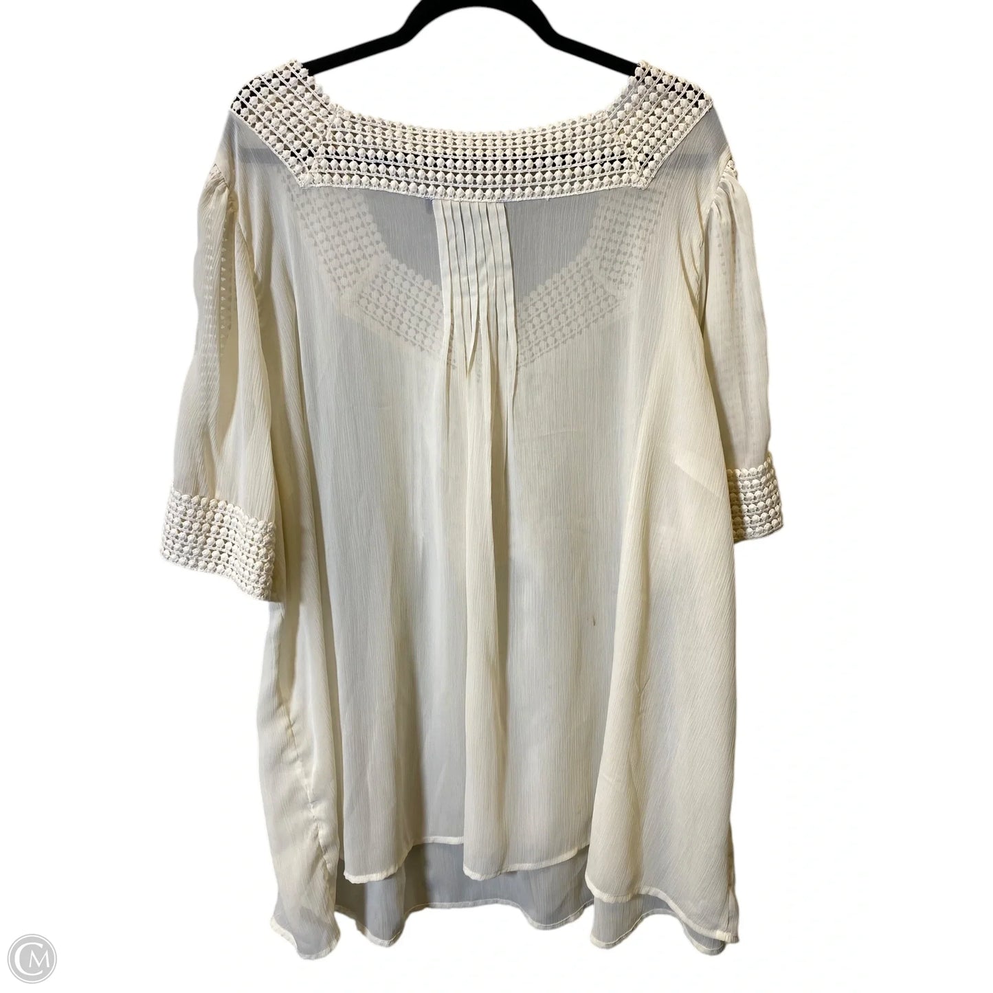 Blouse 3/4 Sleeve By Denim 24/7 In White, Size: 4x