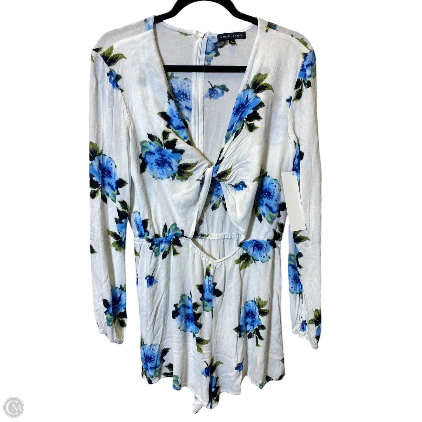 Romper By Clothes Mentor In Blue & White, Size: L