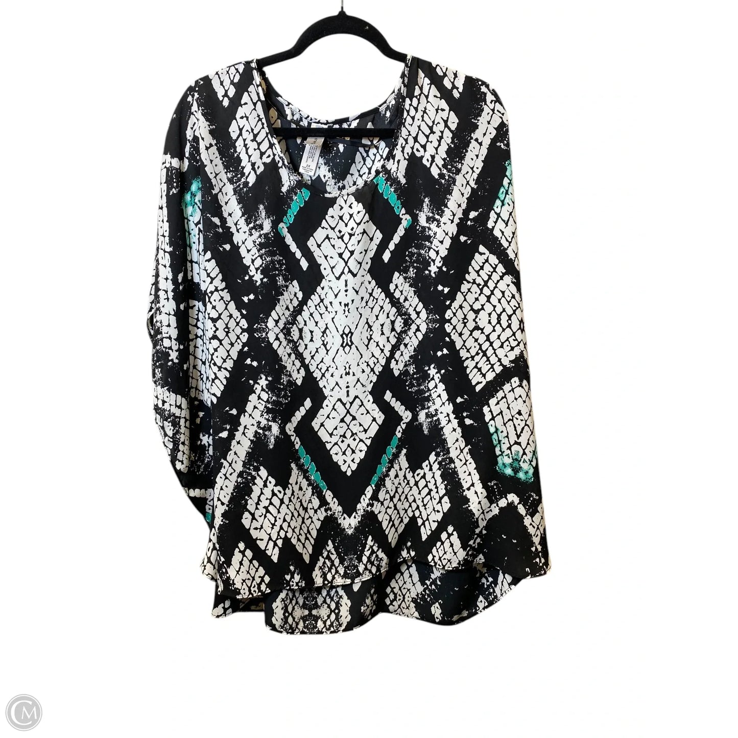 Top Short Sleeve By Pure Energy In Black & White, Size: 2x