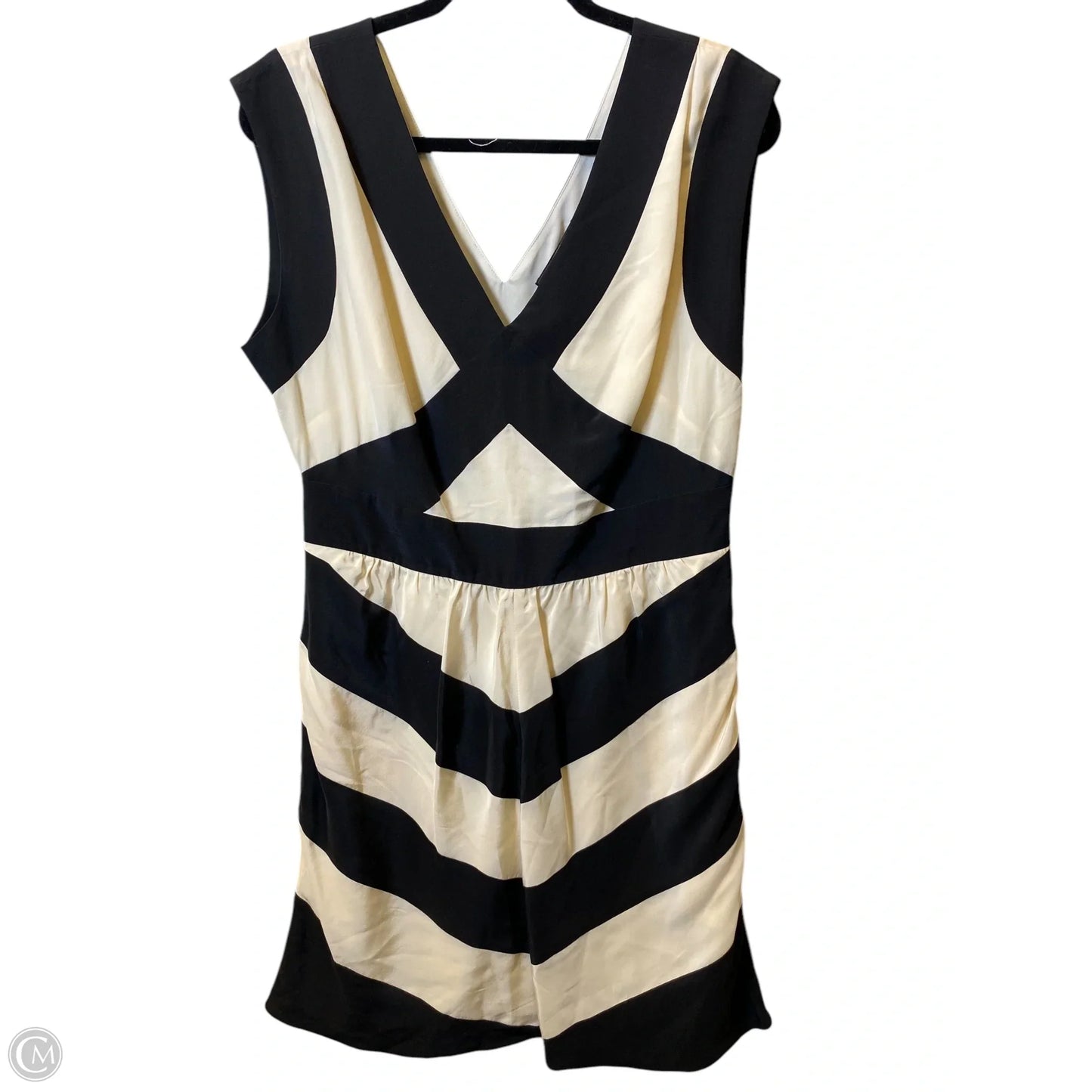 Dress Casual Midi By Bcbgmaxazria In Black & Cream, Size: L