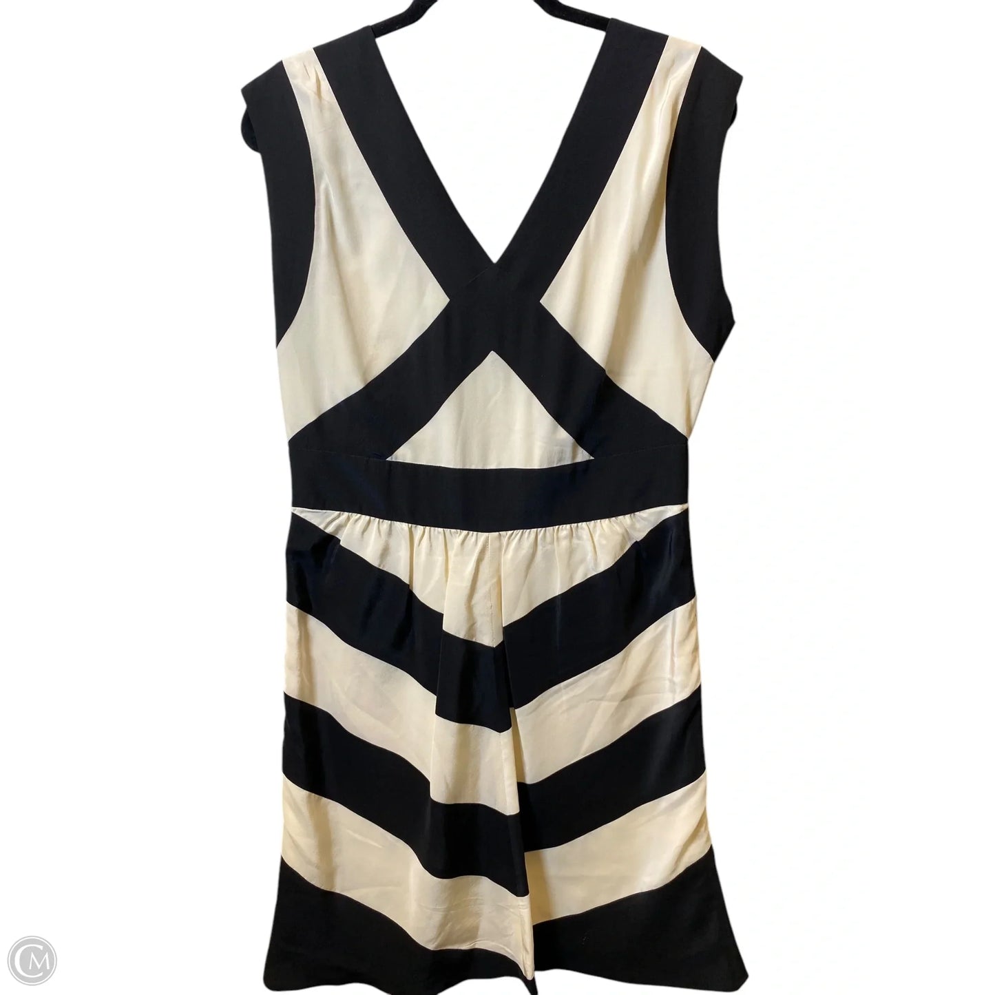 Dress Casual Midi By Bcbgmaxazria In Black & Cream, Size: L