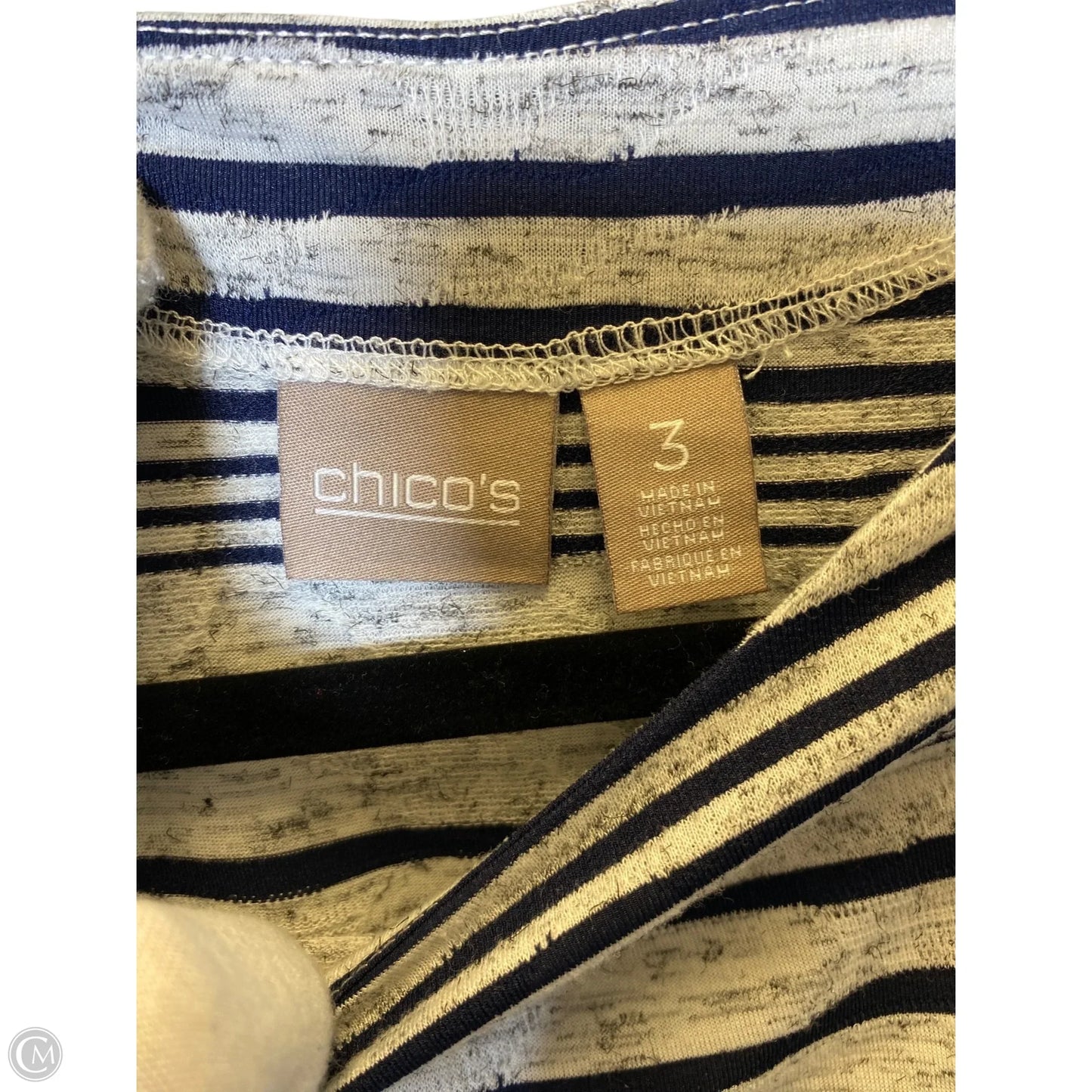 Top Sleeveless By Chicos In Blue & Grey, Size: Xl