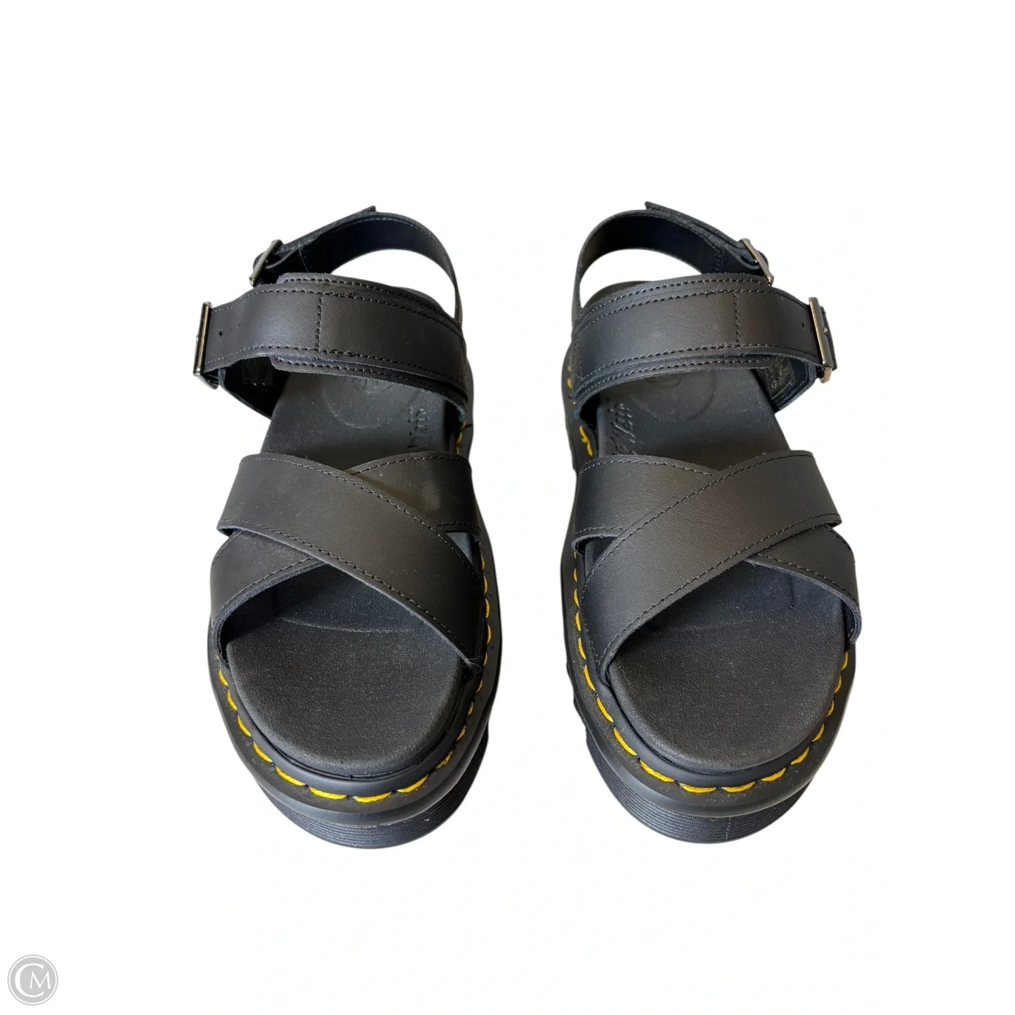 Sandals Heels Platform By Dr Martens In Black & Yellow, Size: 8