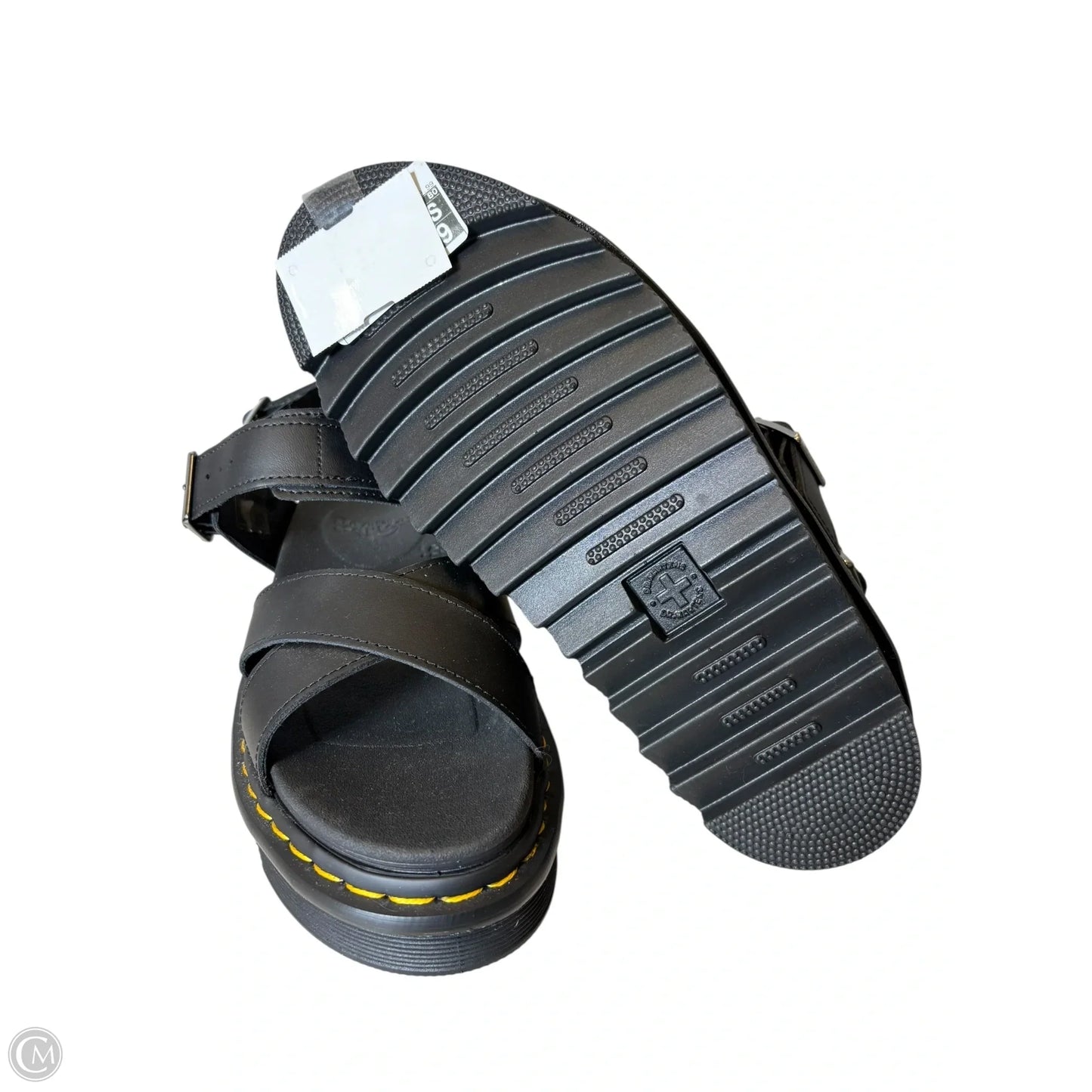 Sandals Heels Platform By Dr Martens In Black & Yellow, Size: 8