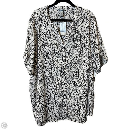 Blouse Short Sleeve By Catherines In Black & Cream, Size: 3x