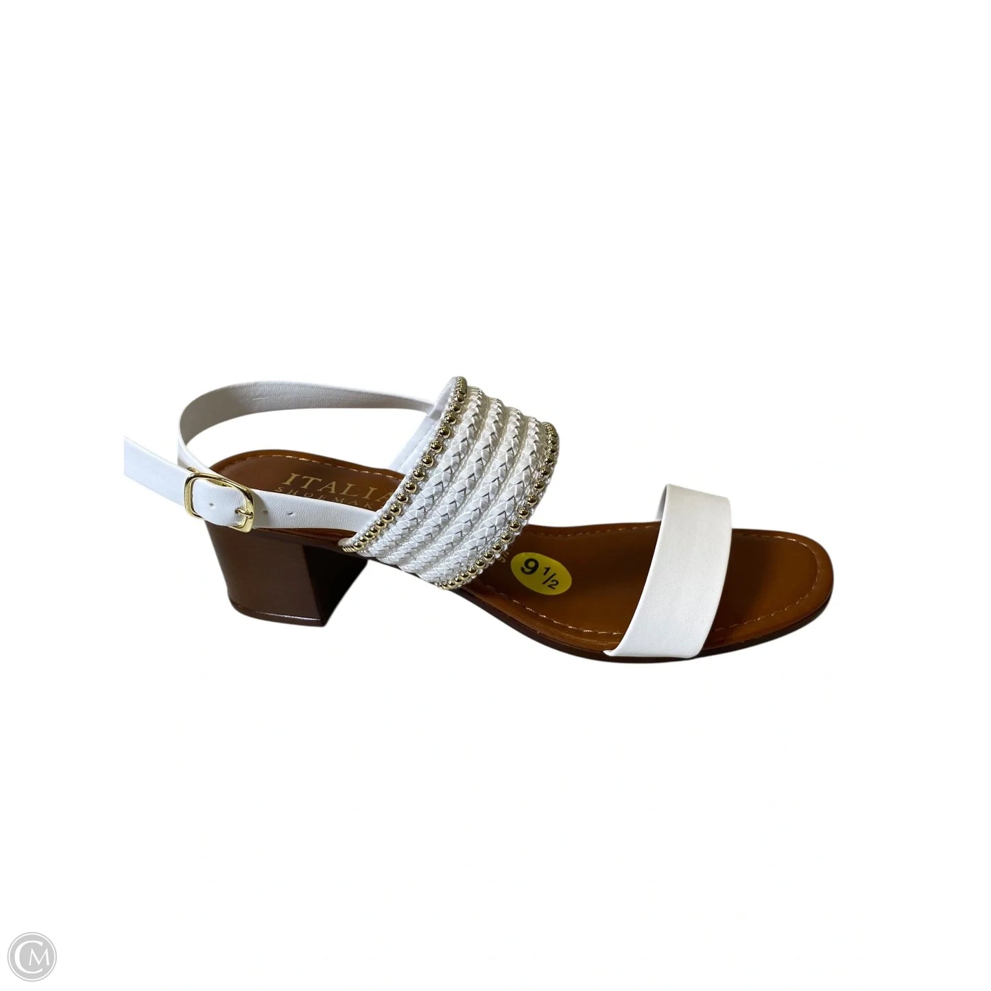 Sandals Heels Block By Italian Shoemakers In Brown & White, Size: 9.5