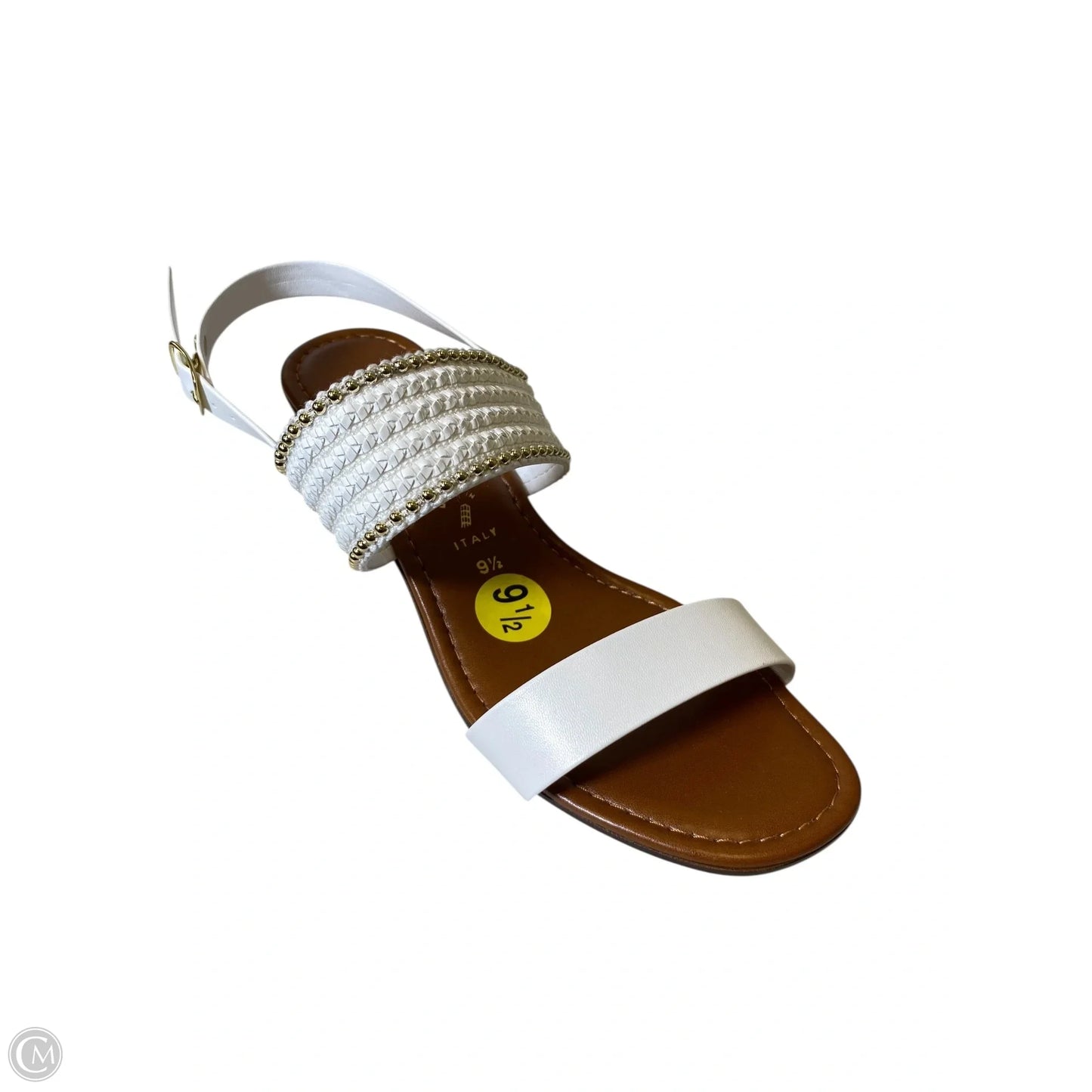 Sandals Heels Block By Italian Shoemakers In Brown & White, Size: 9.5