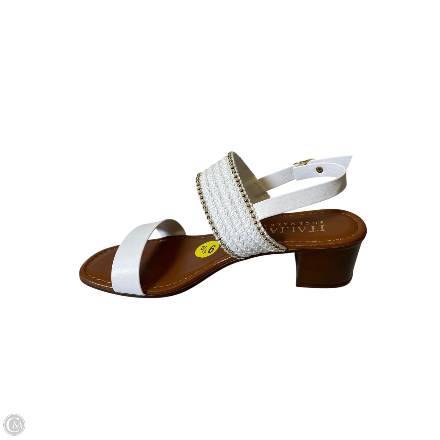 Sandals Heels Block By Italian Shoemakers In Brown & White, Size: 9.5