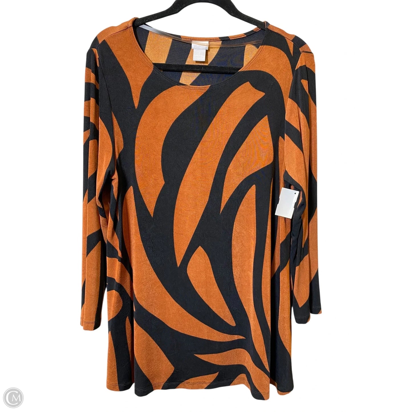 Top Long Sleeve By Chicos In Black & Orange, Size: L