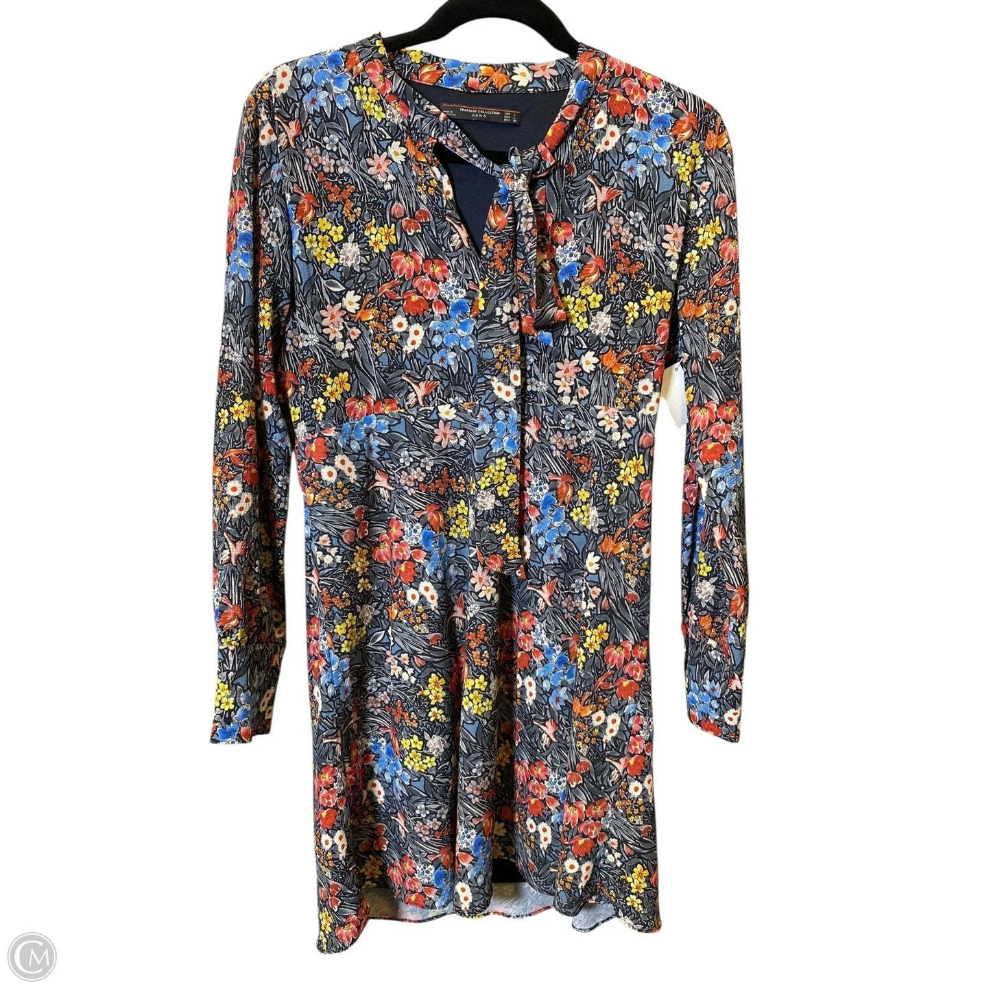 Dress Casual Midi By Zara In Floral Print, Size: L