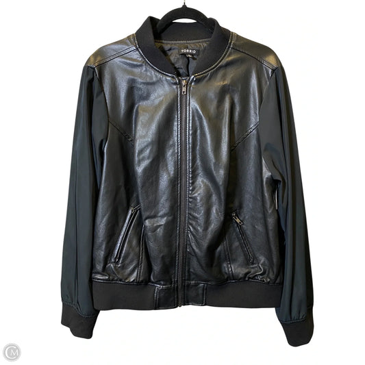 Jacket Leather By Torrid In Black, Size: 1x