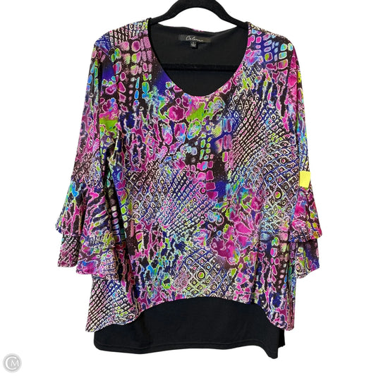 Top 3/4 Sleeve By Calessa In Multi-colored, Size: L