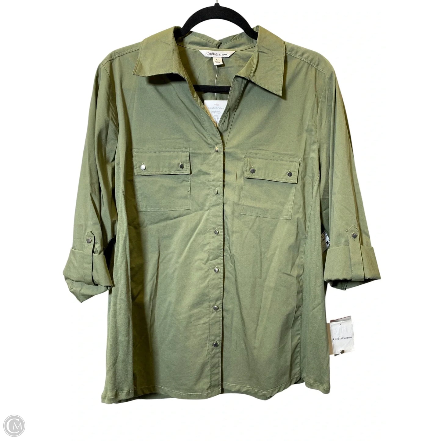 Blouse Long Sleeve By Croft And Barrow In Green, Size: Xl