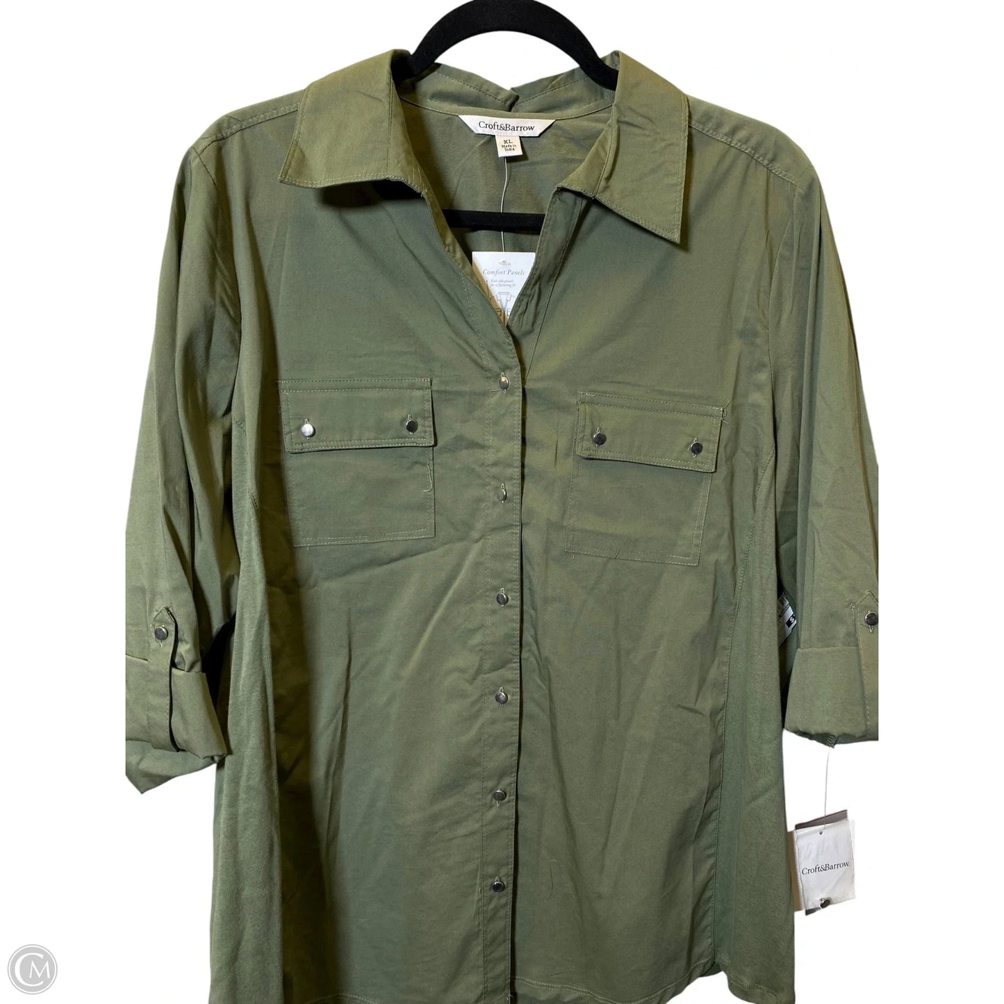 Blouse Long Sleeve By Croft And Barrow In Green, Size: Xl
