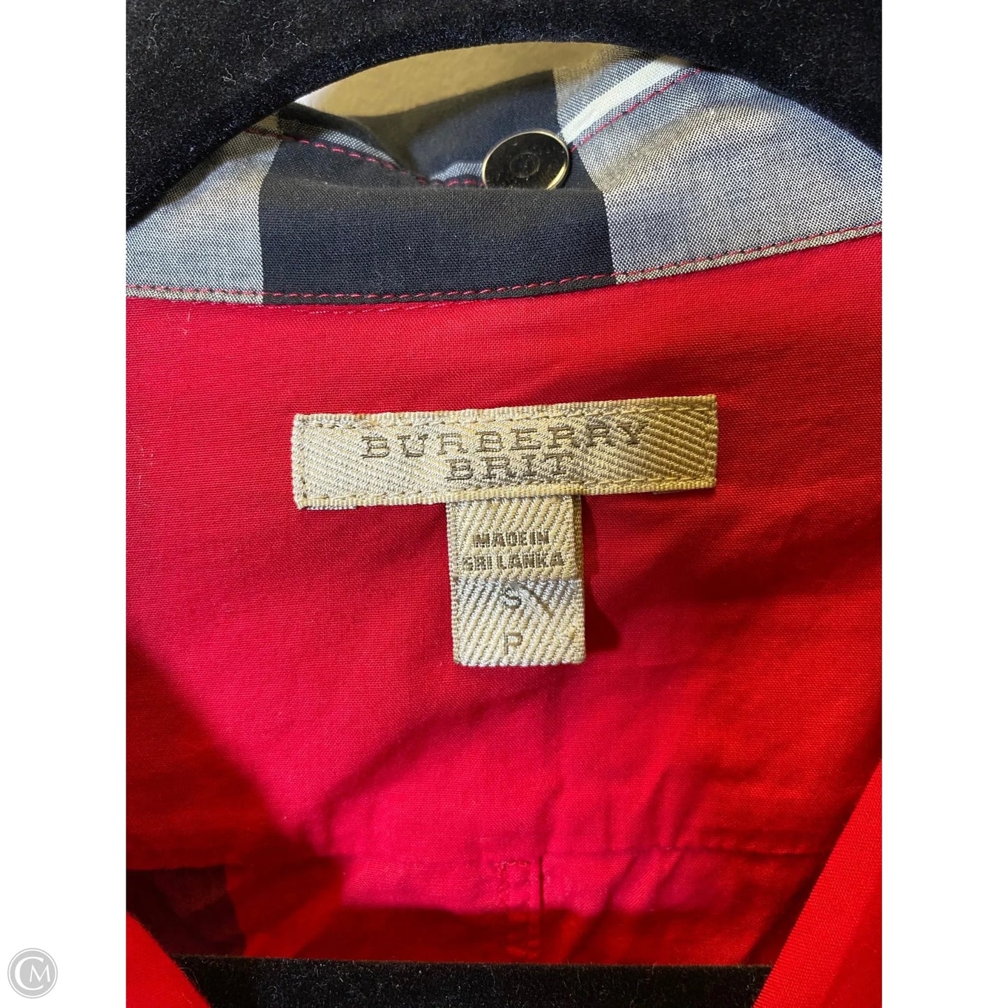 Blouse Luxury Designer By Burberry In Plaid Pattern, Size: S