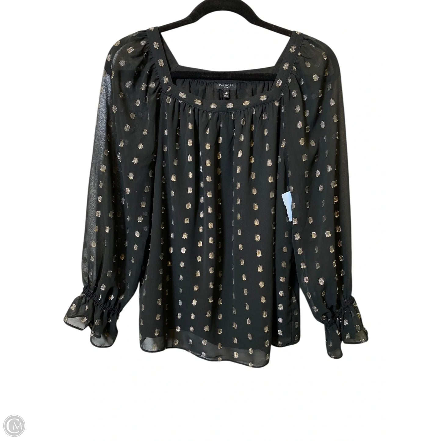 Top Long Sleeve By Talbots In Black & Gold, Size: M