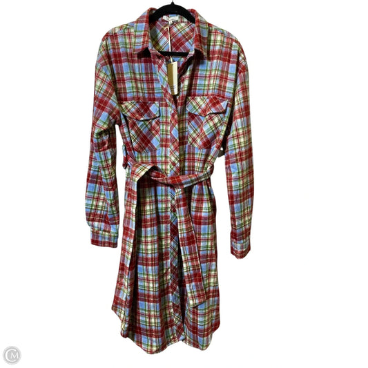 Dress Casual Midi By Clothes Mentor In Plaid Pattern, Size: L