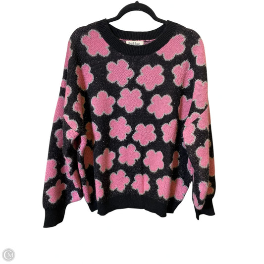 Sweater By Peach Love Cream California In Black & Pink, Size: L
