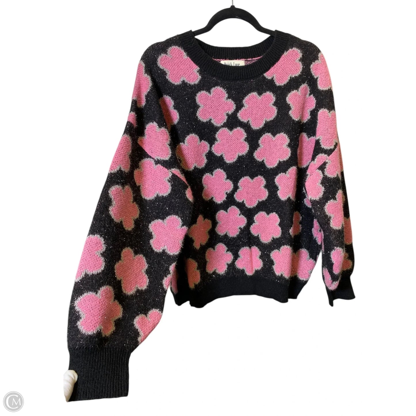 Sweater By Peach Love Cream California In Black & Pink, Size: L