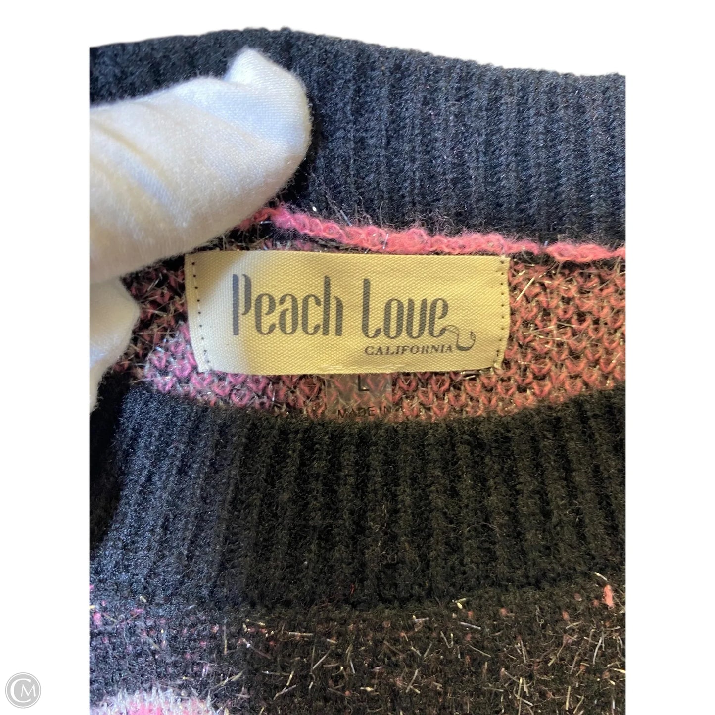Sweater By Peach Love Cream California In Black & Pink, Size: L