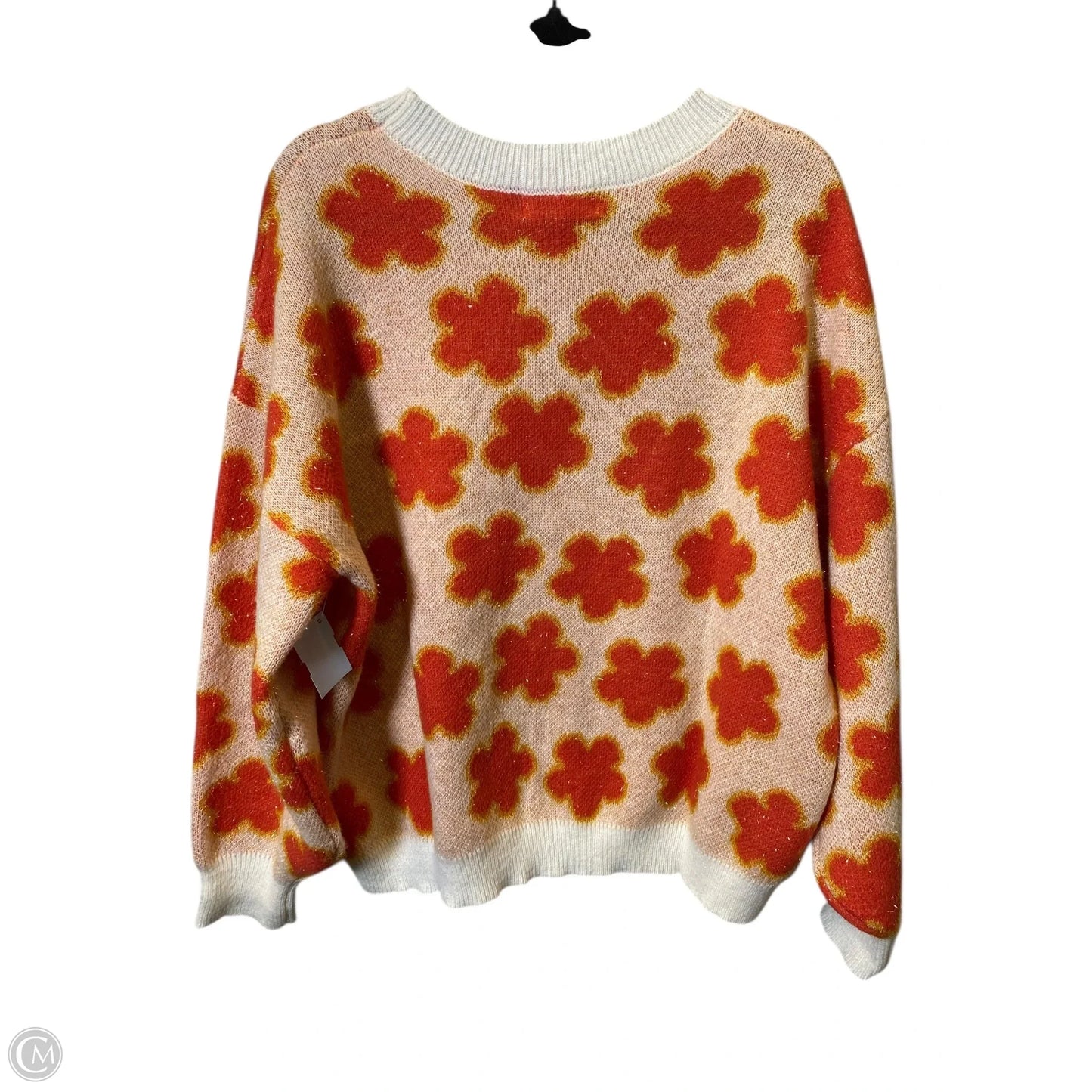 Sweater By Peach Love Cream California In Orange & Yellow, Size: L