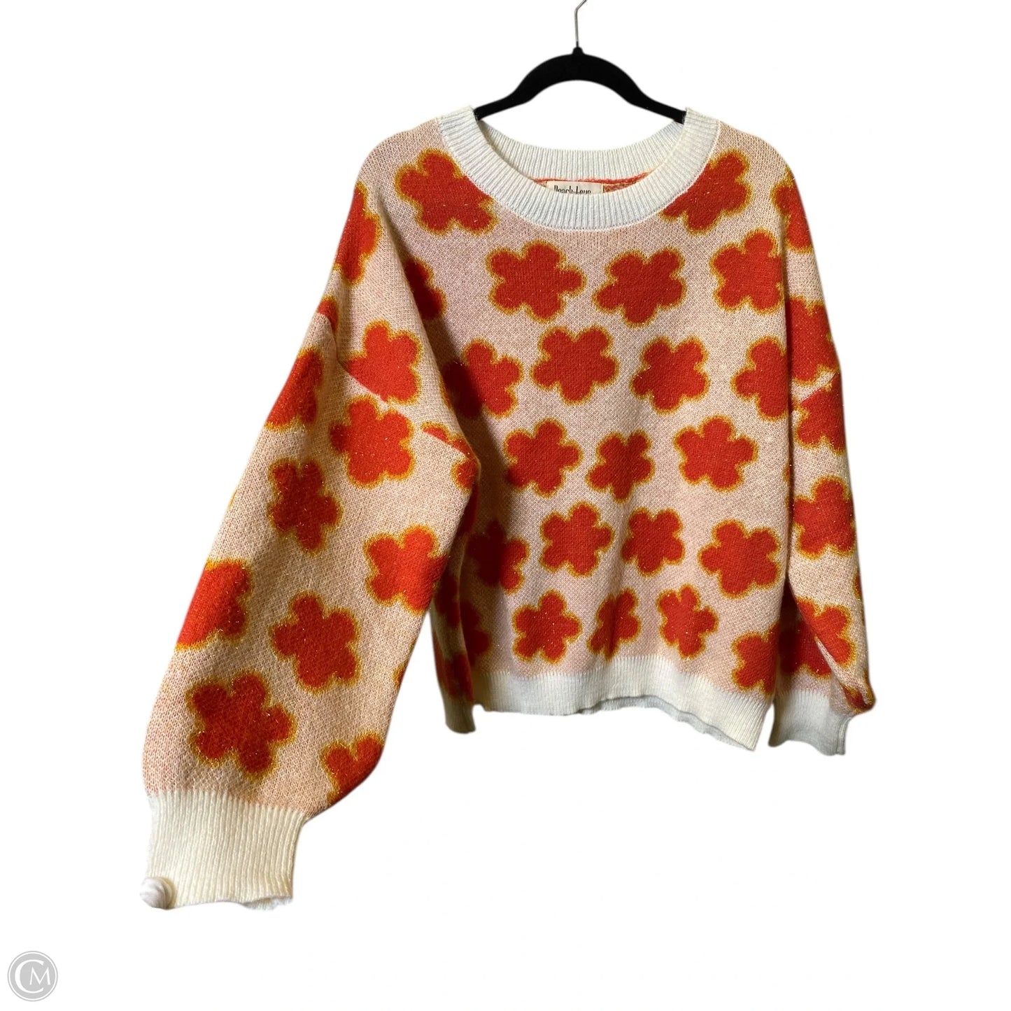 Sweater By Peach Love Cream California In Orange & Yellow, Size: L
