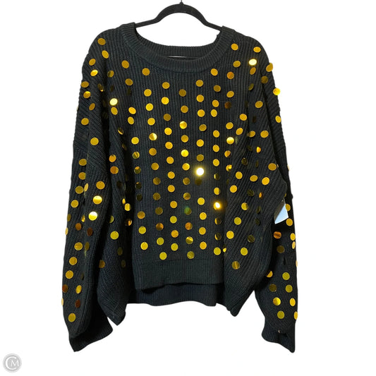 Sweater By Peach Love Cream California In Black & Gold, Size: L