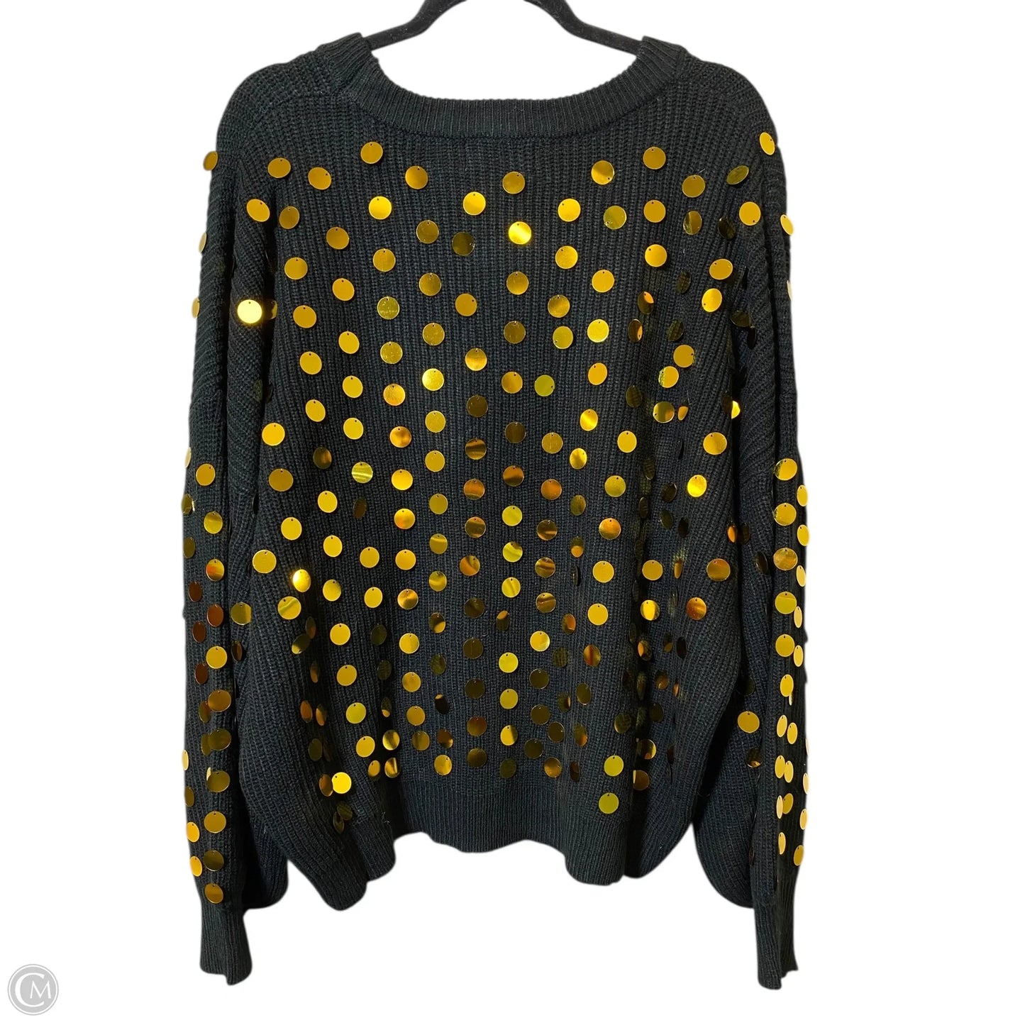 Sweater By Peach Love Cream California In Black & Gold, Size: L