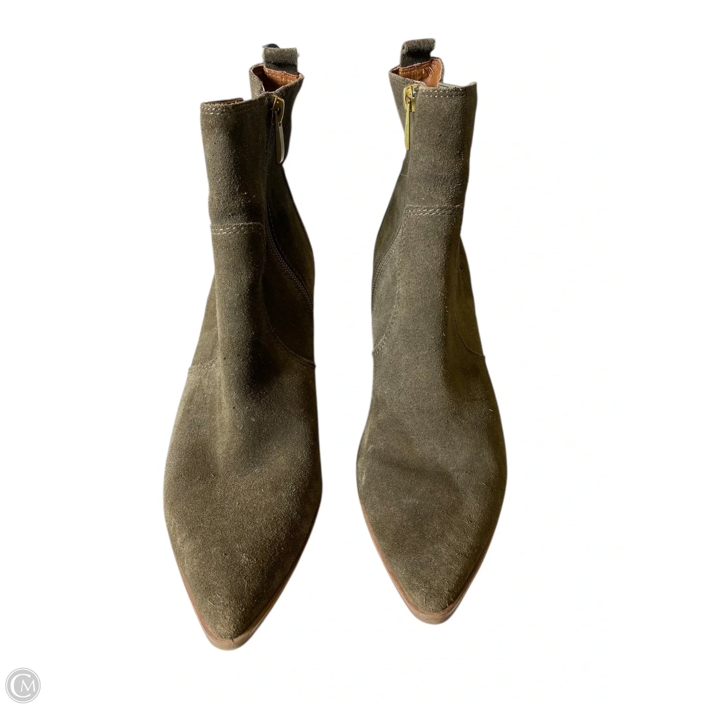 Boots Ankle Heels By Franco Sarto In Green & Tan, Size: 9