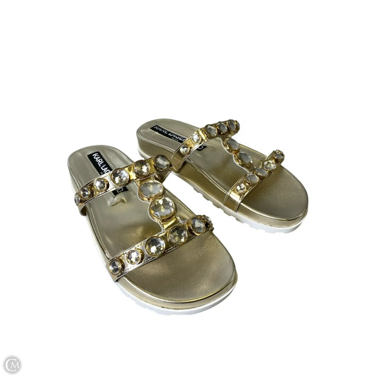 Sandals Designer By Karl Lagerfeld In Gold, Size: 10
