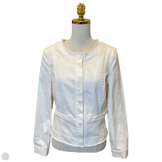 Jacket Denim By Cabi In White Denim, Size: M