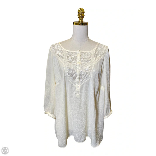 Blouse 3/4 Sleeve By Avenue In Cream, Size: 20
