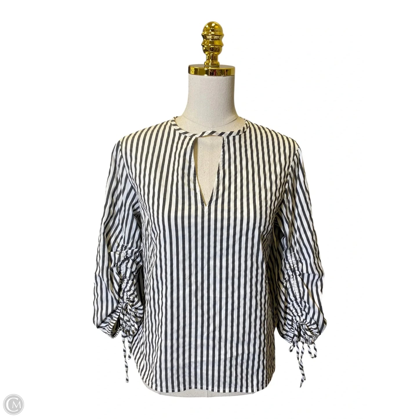 Blouse 3/4 Sleeve By Express In Grey & White, Size: M